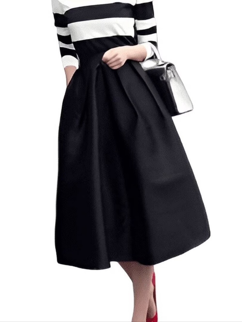 White House Black Market Taffeta Pleated Midi Skirt Size 16